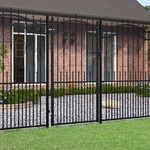 vidaXL Vrata za ograjo s suličastim vrhom črna 103x225 cm prašno jeklo
