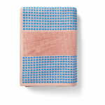 Modra/rožnata frotirna brisača iz organskega bombaža 50x100 cm Check – JUNA