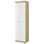 Carryhome GARDEROBNA OMARA hrast artisan, bela, visoki sijaj
