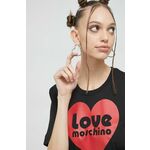Bombažna kratka majica Love Moschino črna barva - črna. Kratka majica iz kolekcije Love Moschino. Model izdelan iz udobne pletenine.
