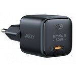 omrežni polnilec aukey pa-b1l,usb-c, 30w (črn)