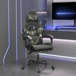 vidaXL Gaming stol z oporo za noge črno in kamuflažno umetno usnje