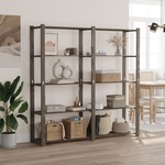 Vidaxl Stojalo za shranjevanje 5-nadstropno sivo 170x38x170cm borovina