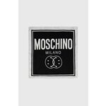 Svilen žepni robček Moschino x Smiley črna barva - črna. Žepni robček iz kolekcije Moschino. Model izdelan iz tanke, vzorčaste tkanine.