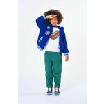 Otroški pulover Marc Jacobs mornarsko modra barva, s kapuco - mornarsko modra. Otroški pulover s kapuco iz kolekcije Marc Jacobs, izdelan iz flis materiala. Rokavi in spodnji rob so zaključeni z elastičnimi, udobnimi rebrastimi manšetami.