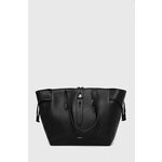 Usnjena torbica Furla net črna barva - črna. Velika nakupovalna torbica iz kolekcije Furla. Model na zapenjanje, izdelan iz naravnega usnja.