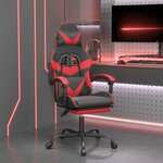 Vidaxl Gaming stol z oporo za noge črno in rdeče umetno usnje