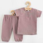 Dojenčkovski muslin komplet majica in hlače New Baby sivka 56 (0-3m)