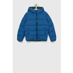 Otroška jakna Geox - modra. Otroški jakna iz kolekcije Geox. Podložen model, izdelan iz gladkega materiala.
