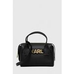 Torbica Karl Lagerfeld črna barva - črna. Majhna nakupovalna torbica iz kolekcije Karl Lagerfeld. Model na zapenjanje, izdelan iz kombinacije naravnega usnja in ekološkega usnja.