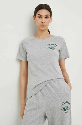 Bombažna kratka majica Tommy Hilfiger siva barva - siva. Kratka majica iz kolekcije Tommy Hilfiger. Model izdelan iz rahlo elastične pletenine.