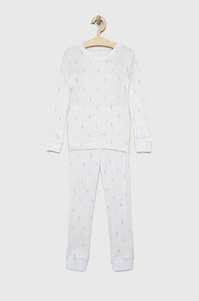Bombažna pižama Polo Ralph Lauren bela barva - bela. Otroška Pižama iz kolekcije Polo Ralph Lauren. Model izdelan iz vzorčaste pletenine.