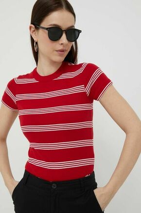 Bombažna kratka majica Polo Ralph Lauren rdeča barva - rdeča. Oprijeta kratka majica iz kolekcije Polo Ralph Lauren