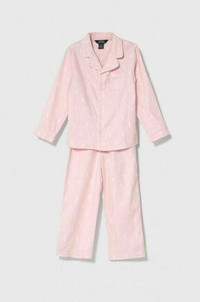 Otroška bombažna pižama Polo Ralph Lauren roza barva - roza. Otroški pižama iz kolekcije Polo Ralph Lauren. Model izdelan iz vzorčaste