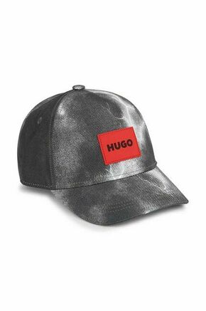 Otroška baseball kapa HUGO črna barva - črna. Otroški kapa s šiltom vrste baseball iz kolekcije HUGO. Model izdelan iz enobarvne tkanine z vstavki.