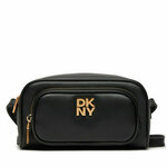 Usnjena torbica Dkny črna barva, R42EKE53 - črna. Majhna torbica iz kolekcije Dkny. Model na zapenjanje, izdelan iz naravnega usnja.