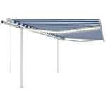 vidaXL Avtomatska tenda LED + senzor 4x3 m modra in bela