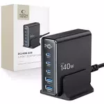 Tech-protect DC140W 5 Port GaN polnilnik 2x USB / 3x USB-C 140W PD QC, črna
