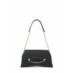Usnjena torbica Karl Lagerfeld črna barva - črna. Srednje velika torbica iz kolekcije Karl Lagerfeld. Model na zapenjanje, izdelan iz naravnega usnja.