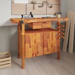 vidaXL Delovna miza s predalom in primeži 124x52x83 cm trdna akacija