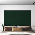 vidaXL Stenski paneli 12 kosov temno zeleni 90x15 cm žamet 1,62 m²