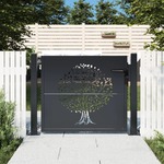 vidaXL Vrtna vrata antracitna 105x80 cm jeklena oblika drevesa