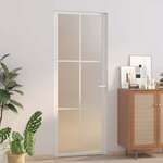 vidaXL Notranja vrata 76x201,5 cm Bela mat steklo in aluminij