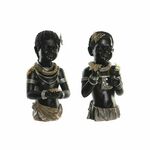 NEW Okrasna Figura DKD Home Decor 20,5 x 18 x 35 cm Črna Kolonialno Afričanka (2 kosov)