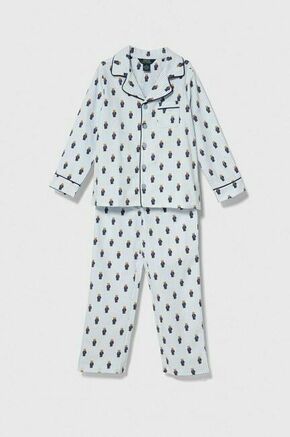 Otroška bombažna pižama Polo Ralph Lauren - modra. Pižama iz kolekcije Polo Ralph Lauren. Model izdelan iz vzorčaste tkanine.