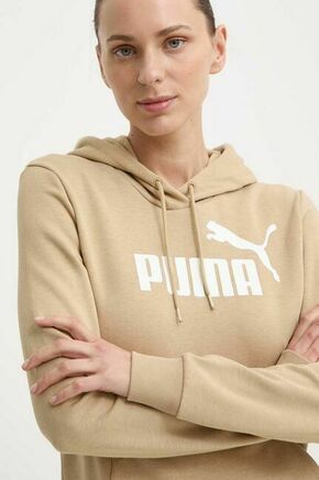 Puma pulover - bež. Pulover s kapuco iz kolekcije Puma. Model izdelan iz tanke