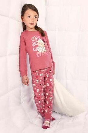 Otroška pižama Mayoral roza barva - roza. Pižama iz kolekcije Mayoral. Model izdelan iz pletenine vzorčaste. Izjemno udobna tkanina z visoko vsebnostjo bombaža.