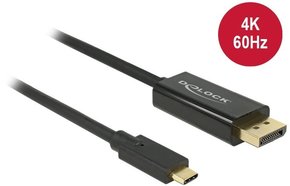 KAB USB C &gt; Displayport Stecker DP-Alt Mode 4K 60 Hz 2 m Črni Delock