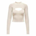 Jacqueline de Yong Ženska majica s kratkimi rokavi JDYSIBBA 15265089 Beige (Velikost XL)