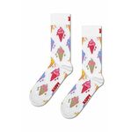 Nogavice Happy Socks Ice Cream Sock bela barva - bela. Nogavice iz kolekcije Happy Socks. Model izdelan iz elastičnega, vzorčastega materiala.