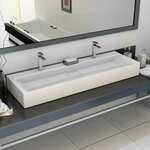 shumee Umivalnik 120x46x11 cm mineralna litina/marmorna litina bel