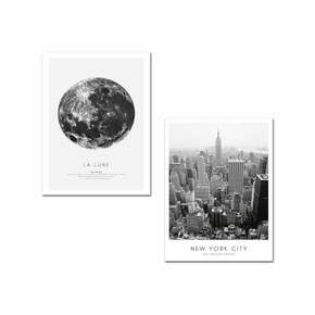 Plakati v kompletu 2 ks z okvirjem 30x40 cm New York City – Wallity