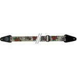 Pas za kitaro Fire & Stone Tattoo Edition Gewa - Vrtnica in lobanja v beli barvi