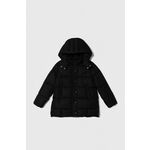 Otroška jakna Pinko Up črna barva - črna. Otroški jakna iz kolekcije Pinko Up. Podložen model, izdelan iz vzorčaste tkanine.