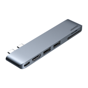 NEW Razdelilnik vrat HUB MacBook Air Pro 2x USB-C HDMI 2x USB 3.0 SD TF PD siva