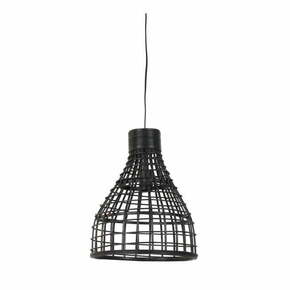 Črna stropna svetilka s senčnikom iz ratana ø 34 cm Puerto - Light &amp; Living