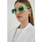 Sončna očala Gucci ženski, zelena barva - zelena. Sončna očala iz kolekcije Gucci. Model z zrcalnimi stekli in okvirji iz plastike. Ima filter UV 400.
