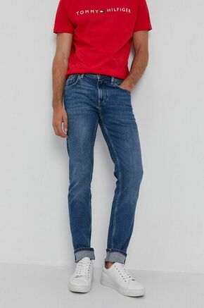 Tommy Hilfiger kavbojke Denton - modra. Kavbojke iz kolekcije Tommy Hilfiger v stilu straight s redno pasom. Model izdelan iz spranega denima.