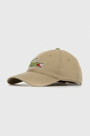 Bombažna bejzbolska kapa Lacoste rjava barva - zelena. Kapa s šiltom vrste baseball iz kolekcije Lacoste. Model izdelan iz enobarvne tkanine. Lahek in udoben model