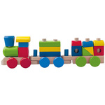 Woody lesena igrača lokomotiva z vagoni in dodatki