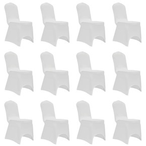 VidaXL Prevleka za stol raztegljiva bela 12 kosov