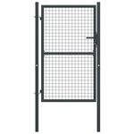 vidaXL Mrežasta vrtna vrata pocinkano jeklo 100x225 cm siva