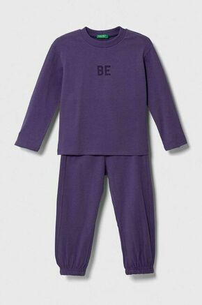 Otroška pižama United Colors of Benetton vijolična barva - vijolična. Otroški pižama iz kolekcije United Colors of Benetton. Model izdelan iz elastične pletenine. Nežen material