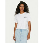 Bombažna kratka majica Guess SKYLAR ženska, bela barva, V4GI08 JA914 - bela. Kratka majica iz kolekcije Guess, izdelana iz pletenine z nalepko. Model iz zračne bombažne tkanine.