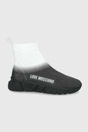 Love Moschino čevlji - črna. Čevlji iz kolekcije Love Moschino. Model izdelan iz kombinacije tkanine in naravnega usnja.