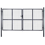 Greatstore Mrežasta vrtna vrata pocinkano jeklo 289x150 cm siva